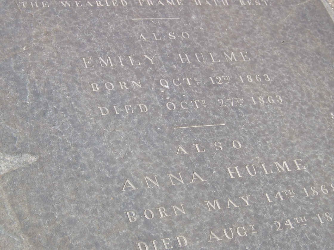 HULME Emily 1863-1863 :: HULME Anna 1868-1868
