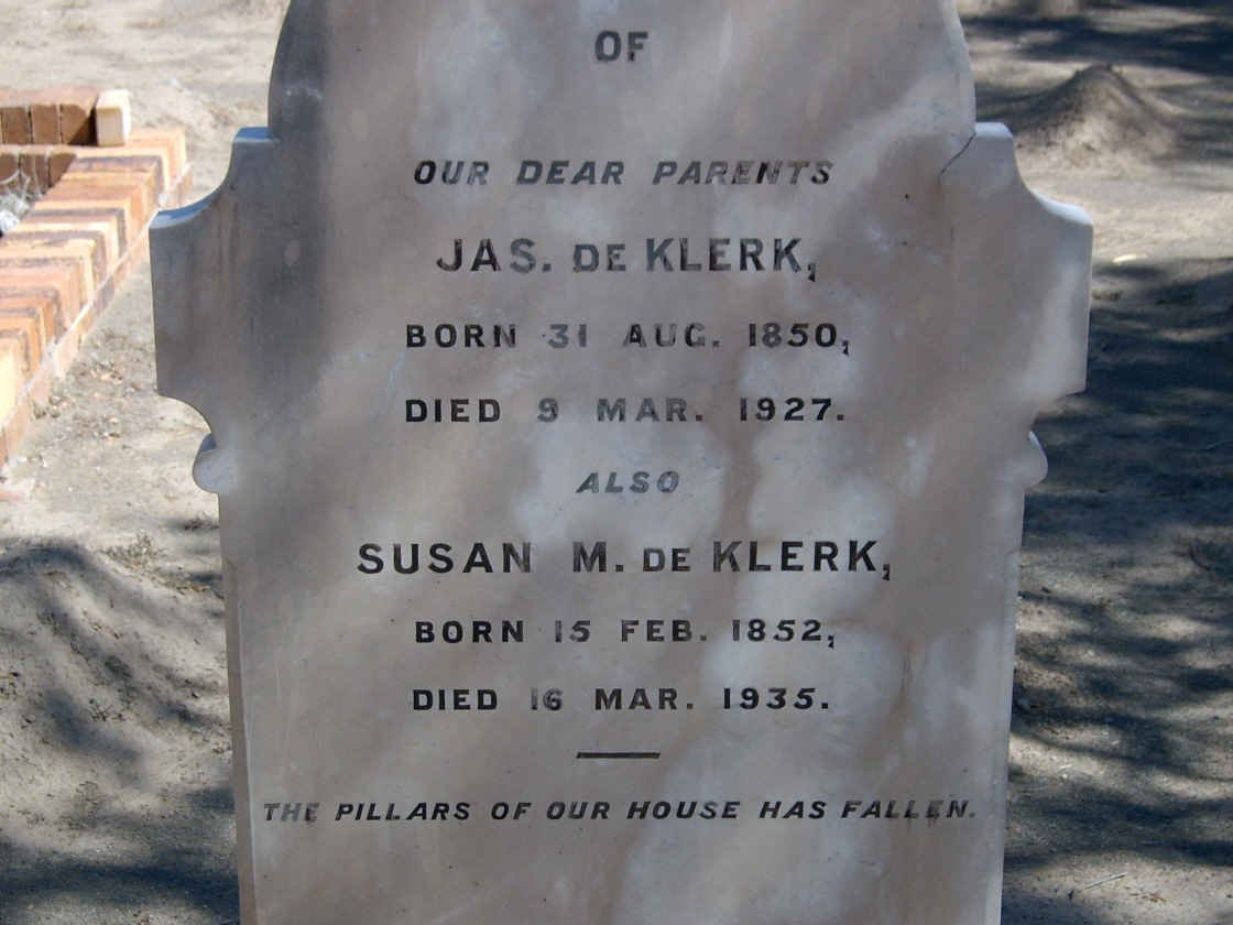 KLERK Jas., de 1850-1927 &amp; Susan M. 1852-1935