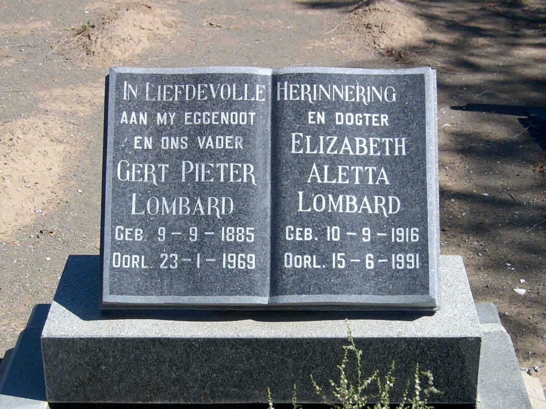 LOMBARD Gert Pieter 1885-1969 :: Elizabeth Aletta 1916-1991