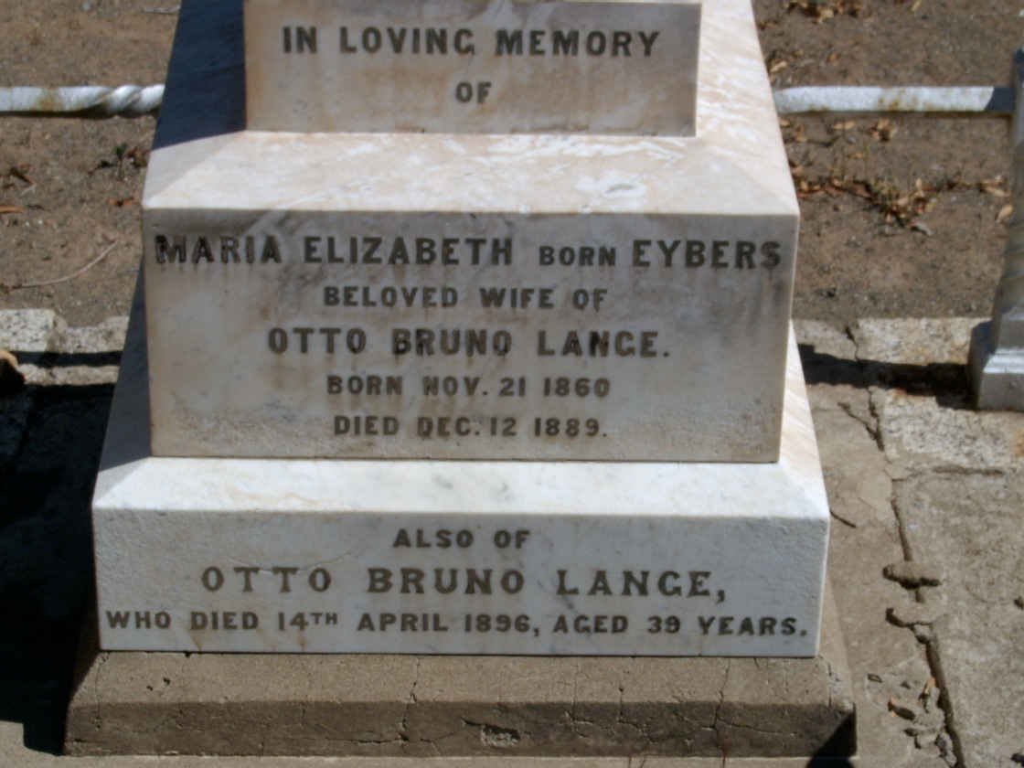 LANGE Otto Bruno -1896 &amp; Maria Elizabeth EYBERS 1860-1889