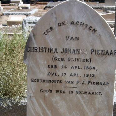 PIENAAR Christina Johanna nee OLIVIER 1884-1913
