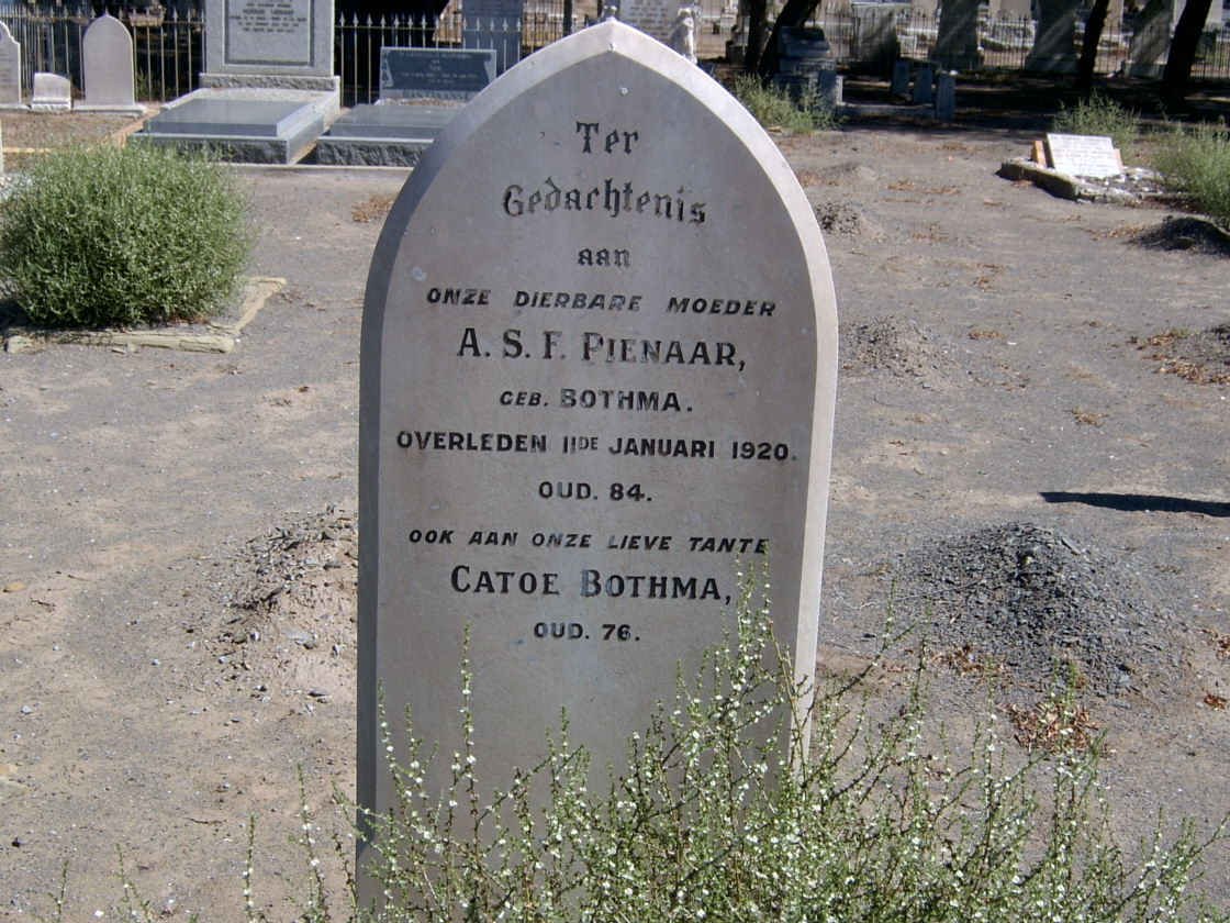 PIENAAR A.S.F. nee BOTHMA -1920 :: BOTHMA Catoe