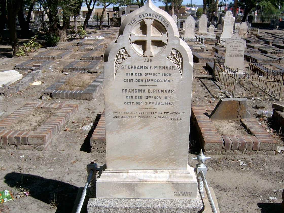 PIENAAR Stephanis  F. 1809-1889 &amp; Francina B. 1814-1887
