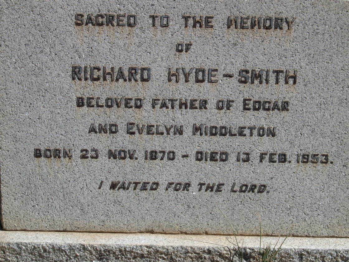 SMITH Richard, HYDE 1870-1953