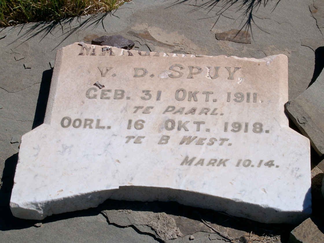 SPUY M., van der 1911-1918