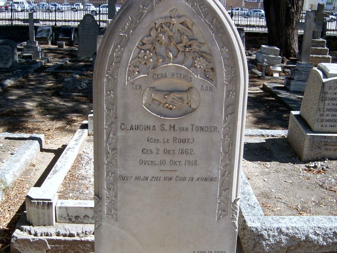 TONDER Claudina S.M., van nee LE ROUX 1862-1918