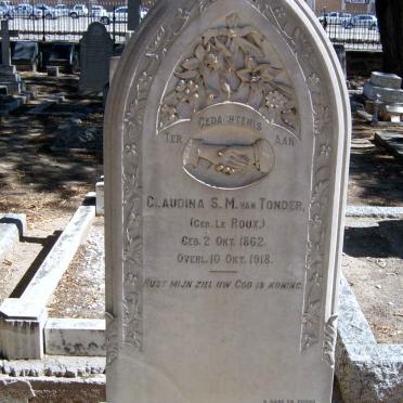 TONDER Claudina S.M., van nee LE ROUX 1862-1918