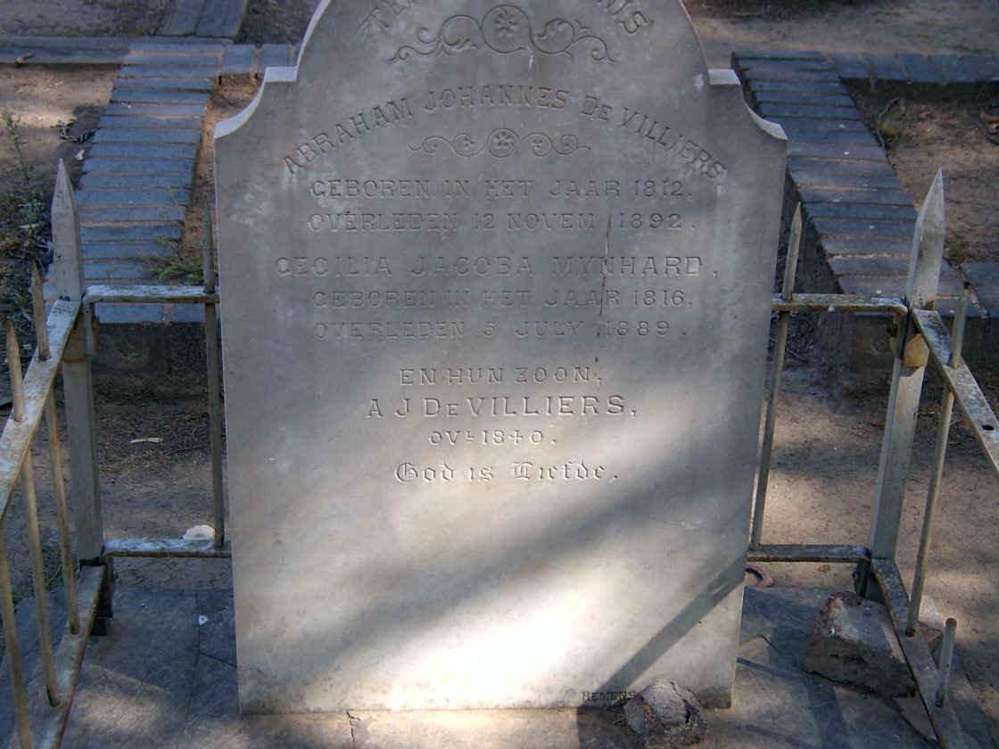 VILLIERS Abraham Johannes, de 1812-1892 &amp; Cecilia Jacoba MYNHARD 1816-1889 :: DE VILLIERS A.J. -1840