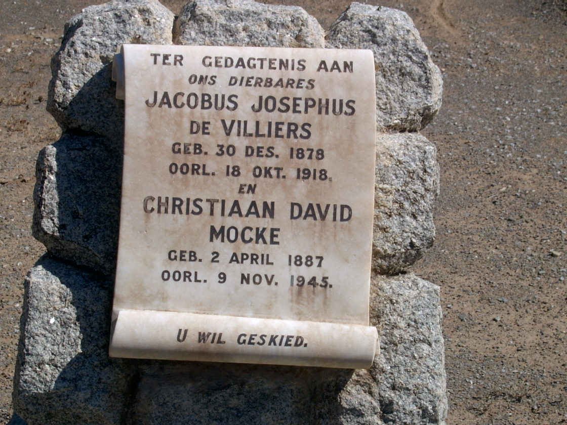 VILLIERS Jacob Josephus, de 1878-1918 :: MOCKE Christiaan Dawid 1887-1945