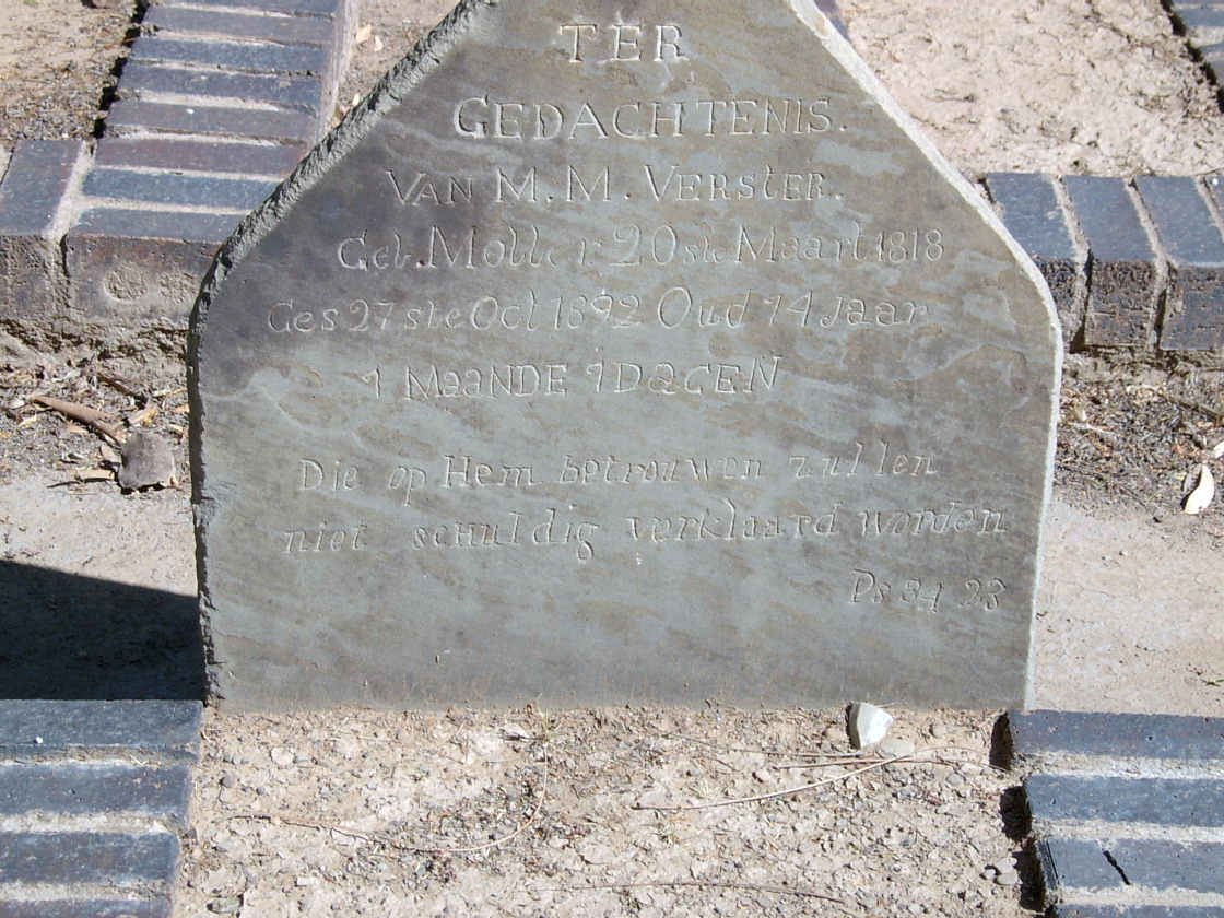 VERSTER M.M. nee MOLLER 1818-1892