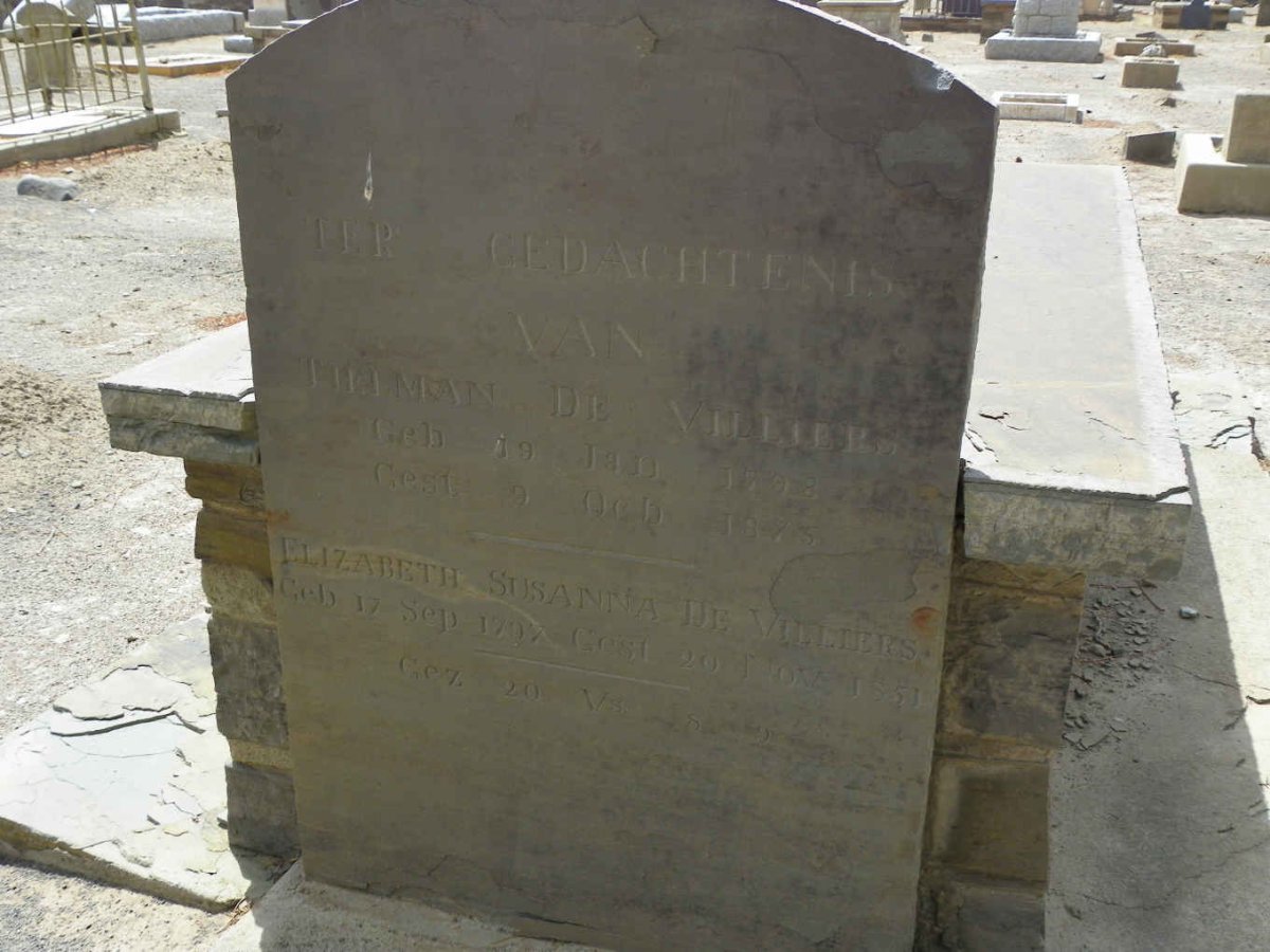 VILLIERS Tielman, de 1798-1875 &amp; Elizabeth Susanna 1797-1851