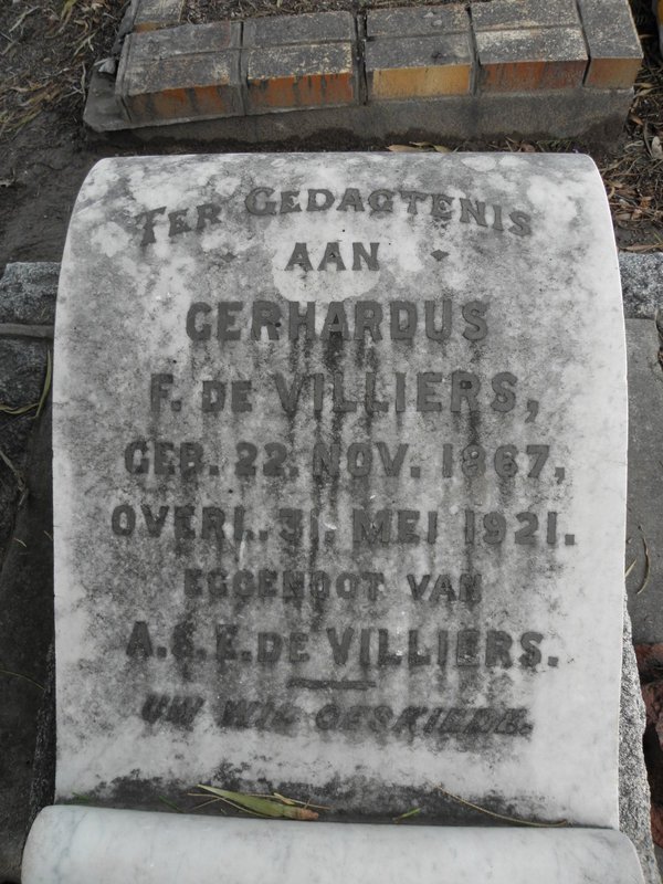 VILLIERS Gerhardus F., de 1867-1921