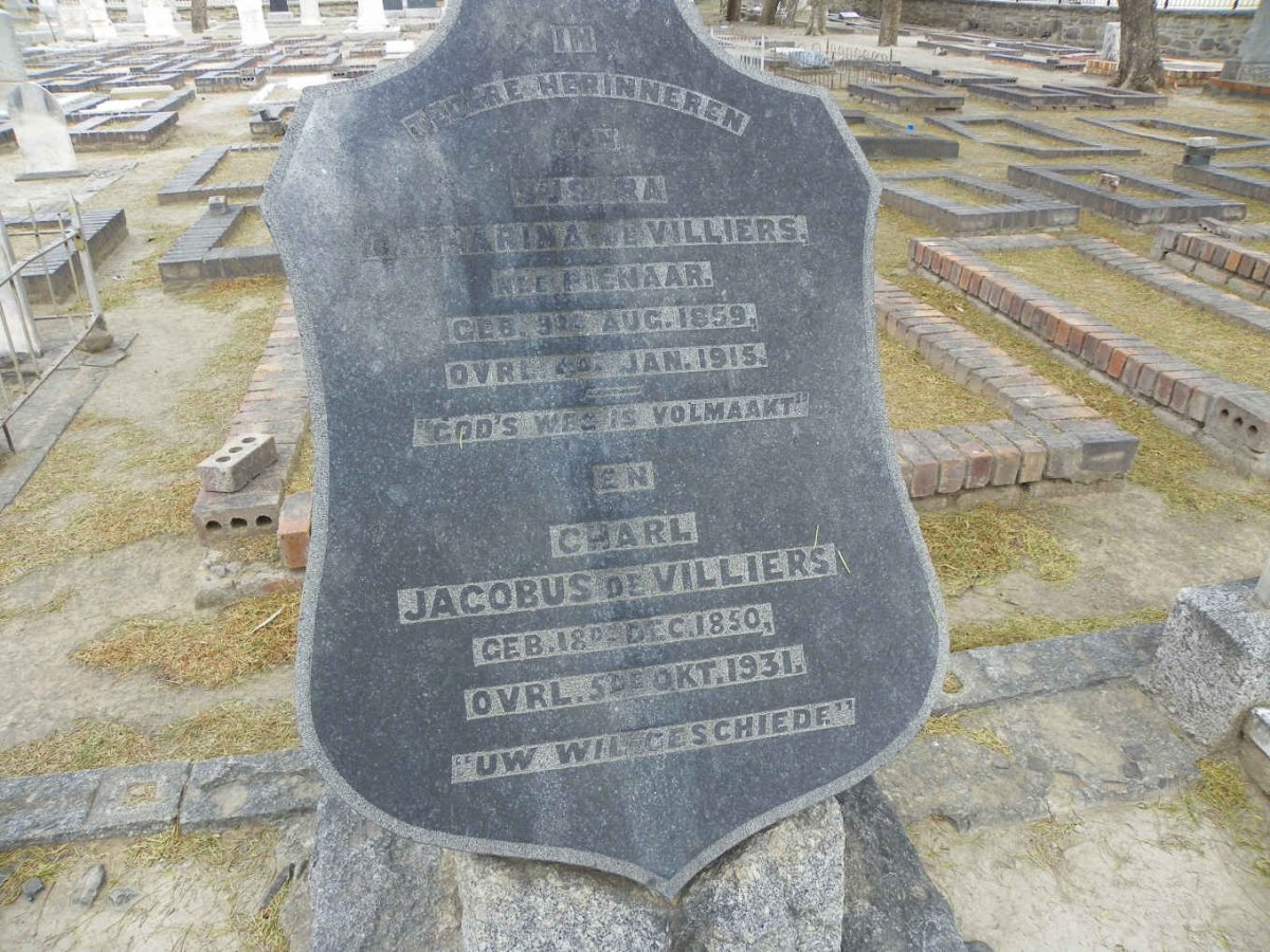 VILLIERS Charl Jacobus, de 1850-1931 &amp; Susara Catharina PIENAAR 1859-1915