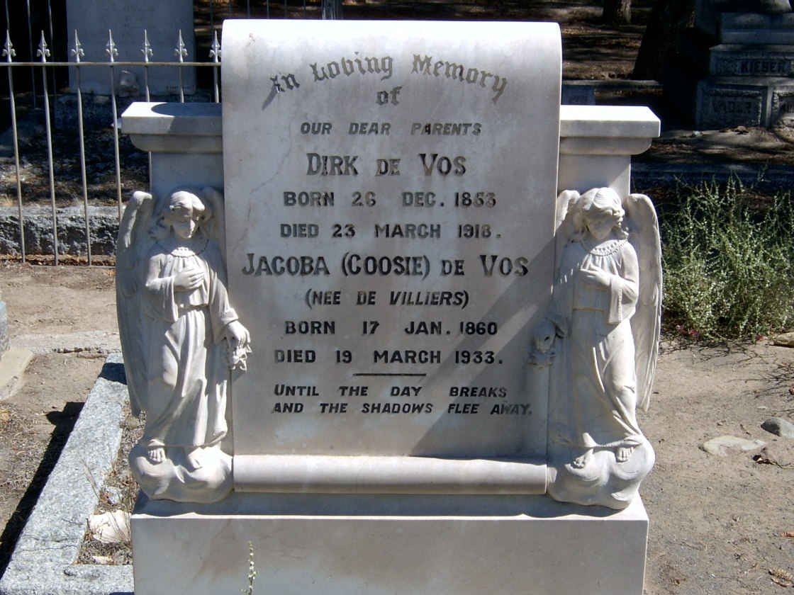 VOS Dirk, de 1853-1918 &amp; Jacoba DE VILLIERS 1860-1933