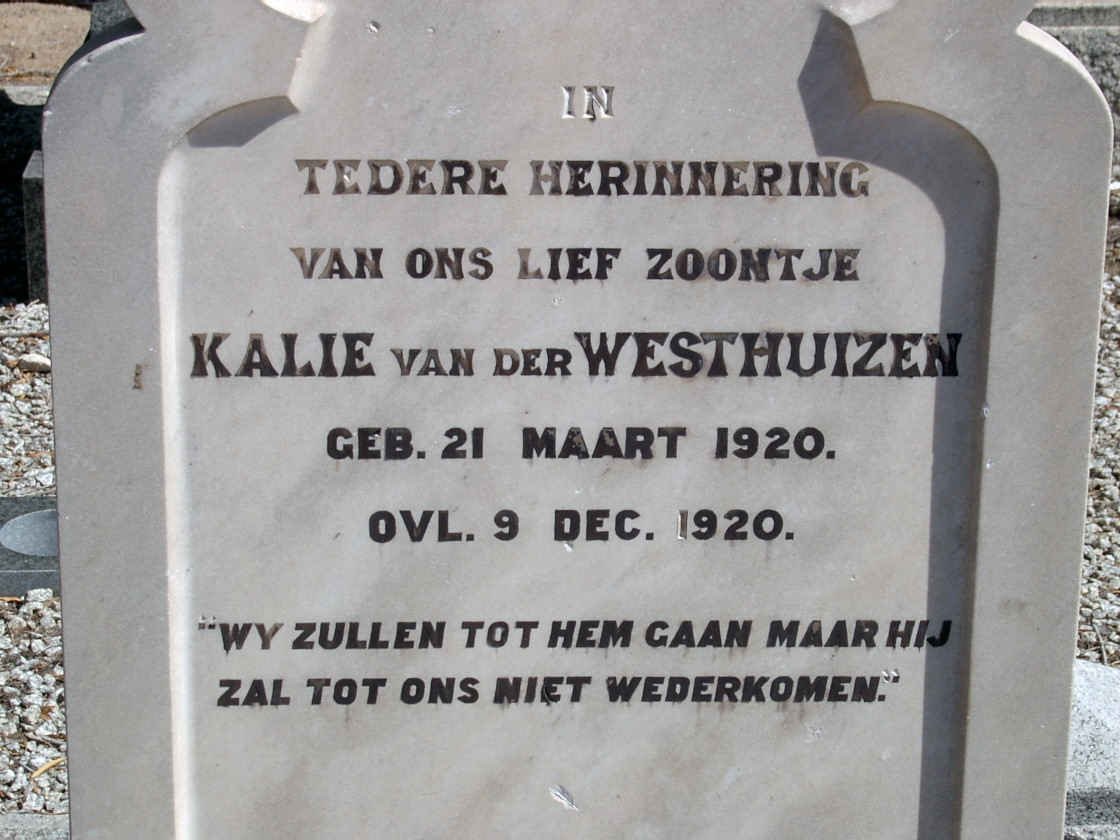WESTHUIZEN Kalie, van der 1920-1920