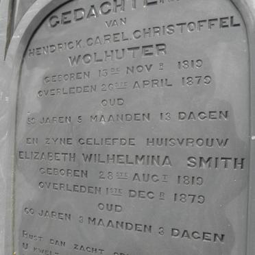 WOLHUTER Hendrick Carel Christoffel 1819-1879 &amp; Elizabeth Wilhelmina SMITH 1819-1879