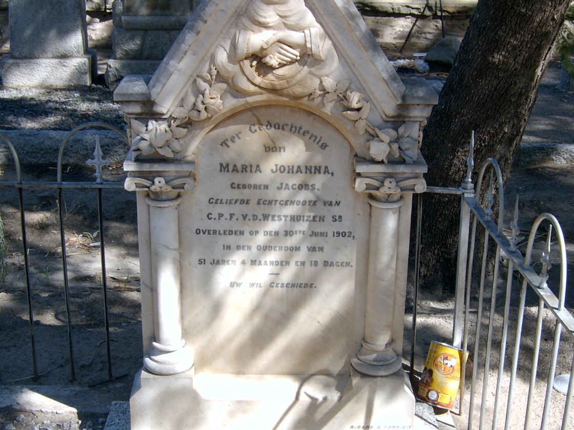 WESTHUIZEN Maria Johanna, v.d. nee JACOBS -1902