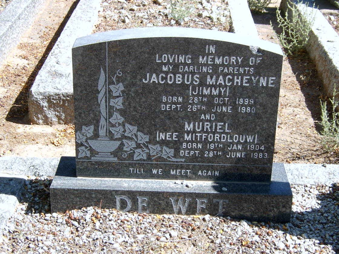 WET Jacobus Macheyne, de 1899-1980 &amp; Muriel MITFORDLOUW 1904-1983