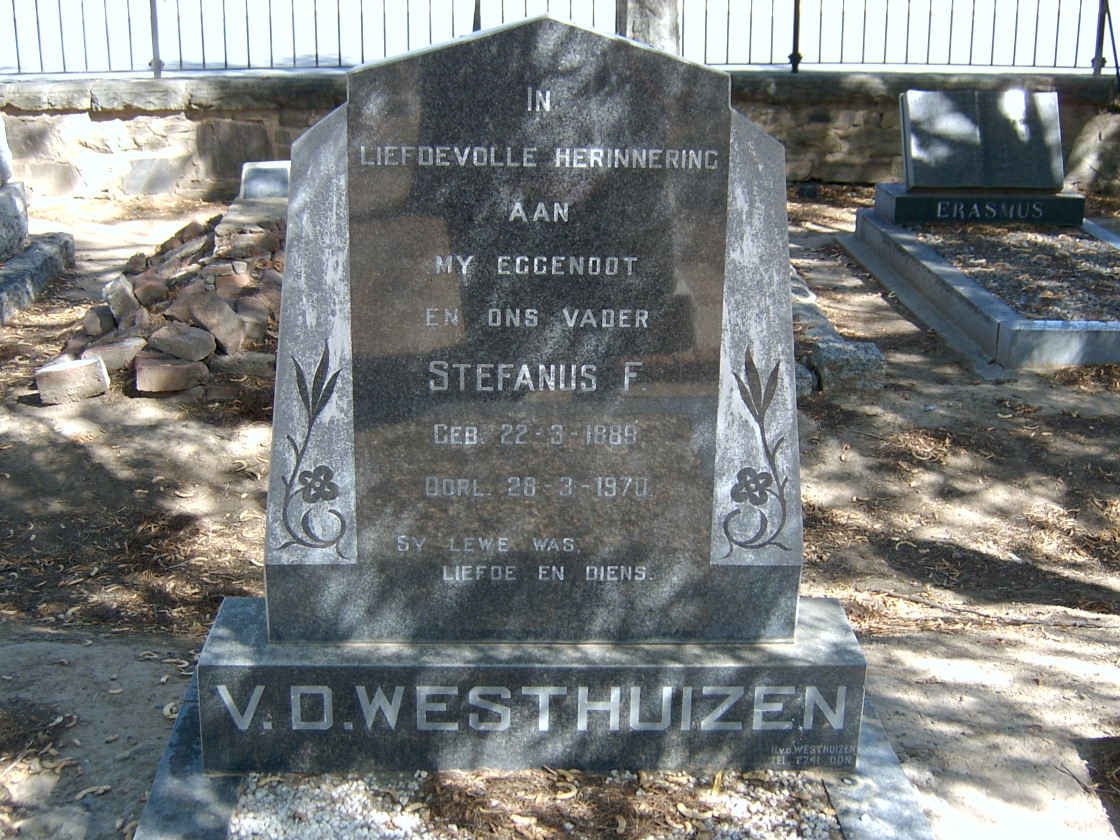 WESTHUIZEN Stefanus F., v.d. 1889-1970