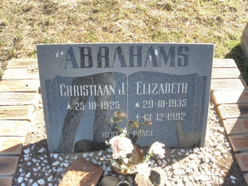 ABRAHAMS Christiaan J. 1925- &amp; Elizabeth 1935-1992