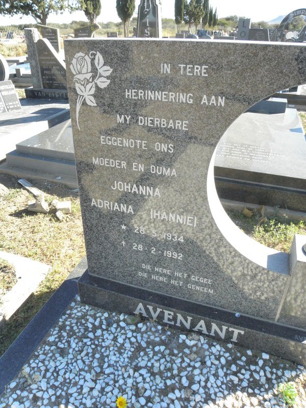 AVENANT Johanna Adriana 1934-1992