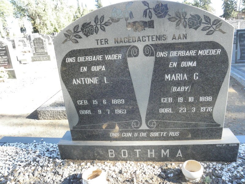 BOTHMA Antonie L. 1889-1963 &amp; Maria C. 1898-1976