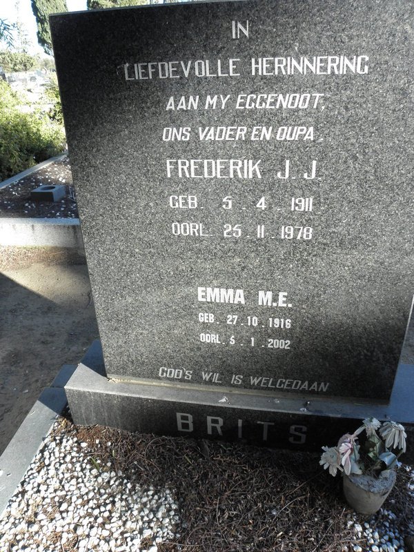 BRITS Frederik J.J. 1911-1978 &amp; Emma M.E. 1916-2002