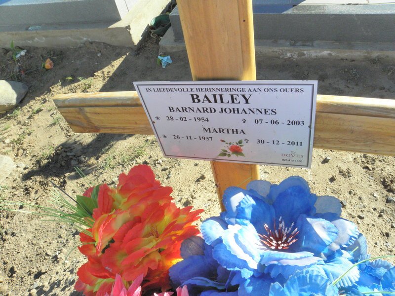 BAILEY Barnard Johannes 1954-2003 &amp; Martha 1957-2011