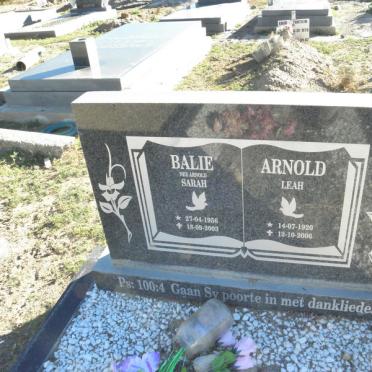 BALIE Sarah 1956-2003 :: ARNOLD Leah 1920-2006