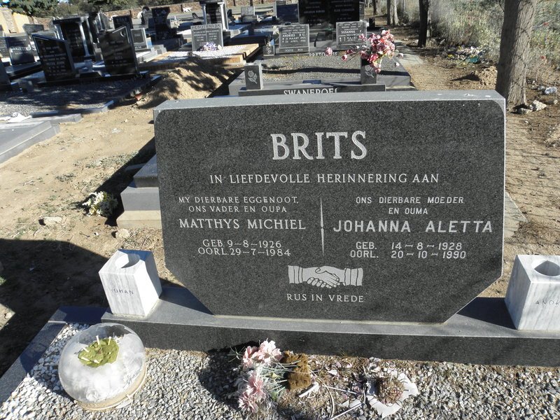 BRITS Matthys Michiel 1926-1984 &amp; Johanna Aletta 1928-1990