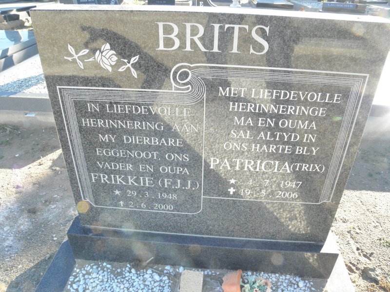 BRITS F.J.J. 1948-2000 &amp; Patricia 1947-2006