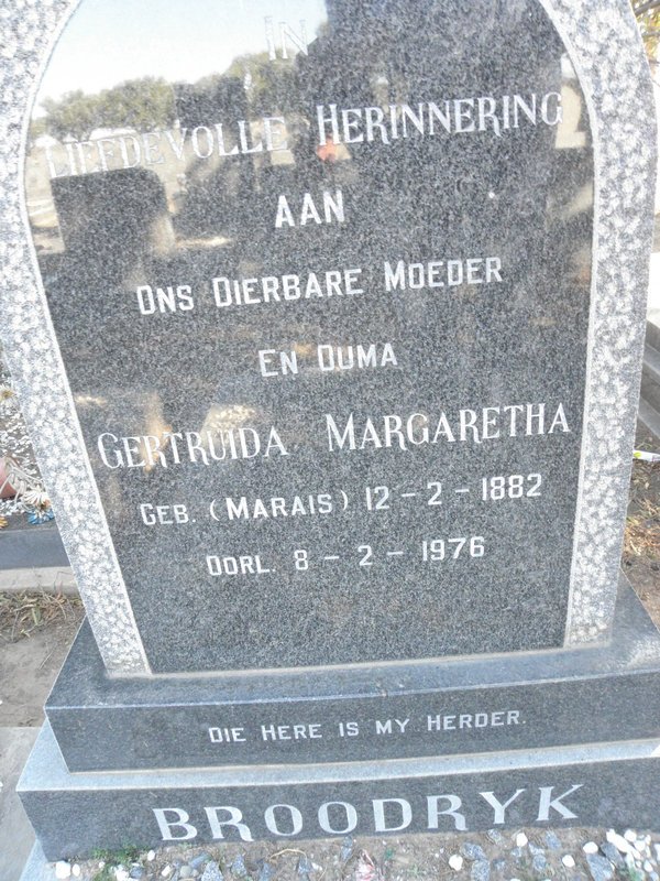 BROODRYK Gertruida Margaretha nee MARAIS 1882-1976