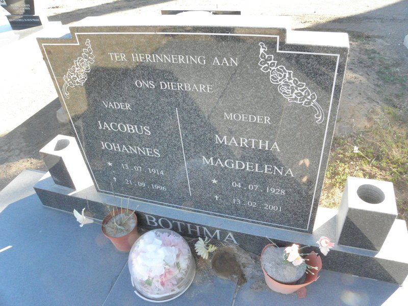 BOTHMA Jacobus Johannes 1914-1996 &amp; Martha Magdalena 1928-2001