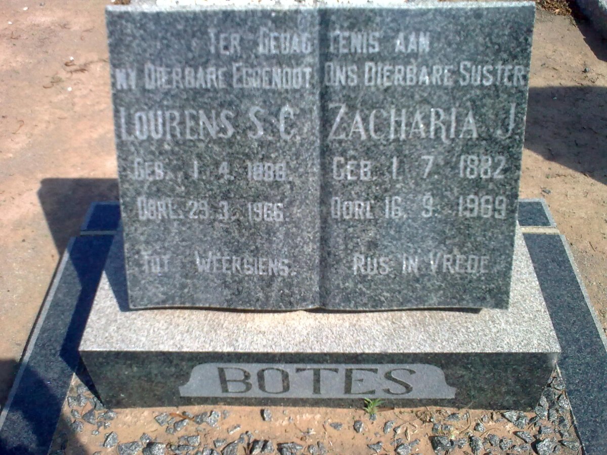 BOTES Lourens S.C. 1888-1966 &amp; Zacharia J. 1882-1969