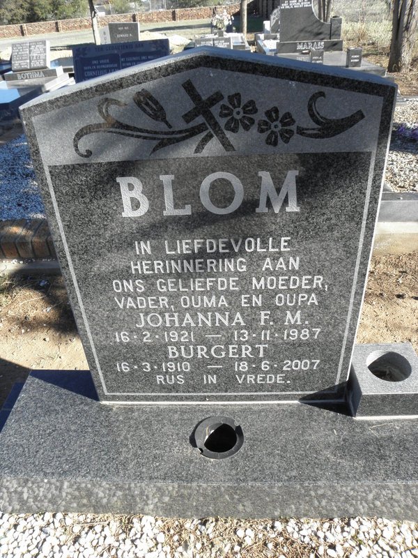 BLOM Burgert 1910-2007 &amp; Johanna F.M. 1921-1987 