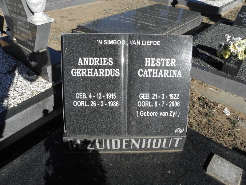 BEZUIDENHOUT Andries Gerhardus 1915-1986 &amp; Hester Catharina VAN ZYL 1922-2006