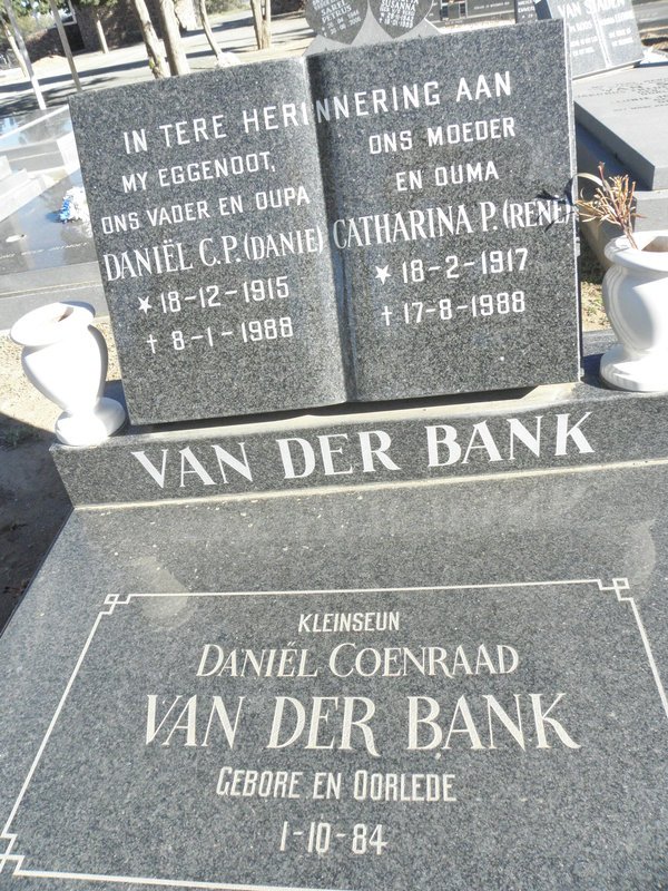 BANK Daniel C.P., van der 1915-1988 &amp; Catharina P. 1917-1988 :: VAN DER  BANK Daniel Coenraad 1984-1984