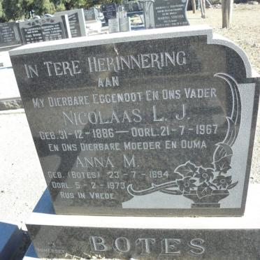 BOTES Nicolaas L.J. 1886-1967 &amp; Anna M. BOTES 1894-1973