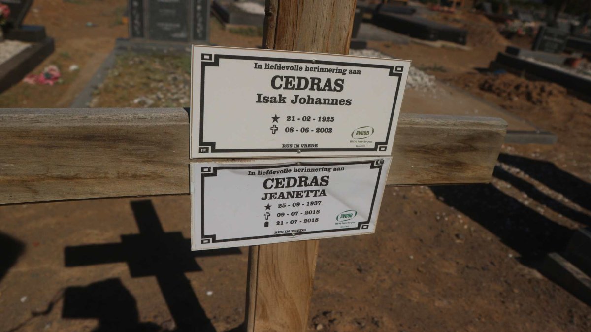 CEDRAS Isak Johannes 1925-2002 &amp; Jeanetta 1937-2018
