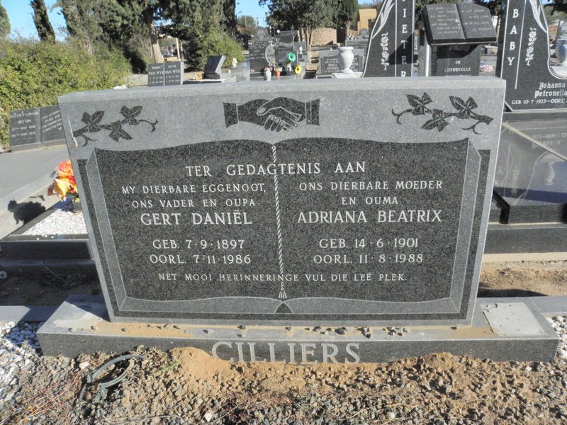 CILLIERS Gert Daniel 1897-1986 &amp; Adriana Beatrix 1901-1988