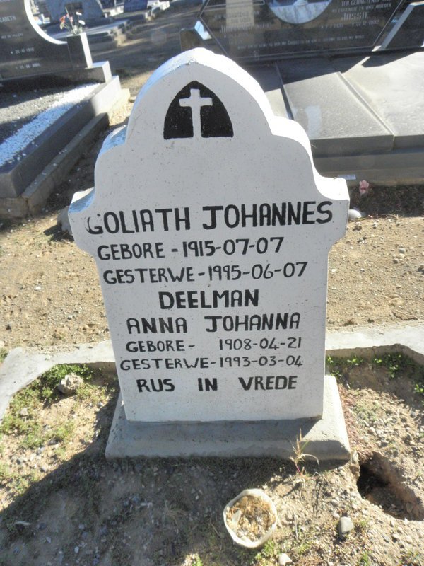 DEELMAN Goliath Johannes 1915-1995 &amp; Anna Johanna 1908-1993