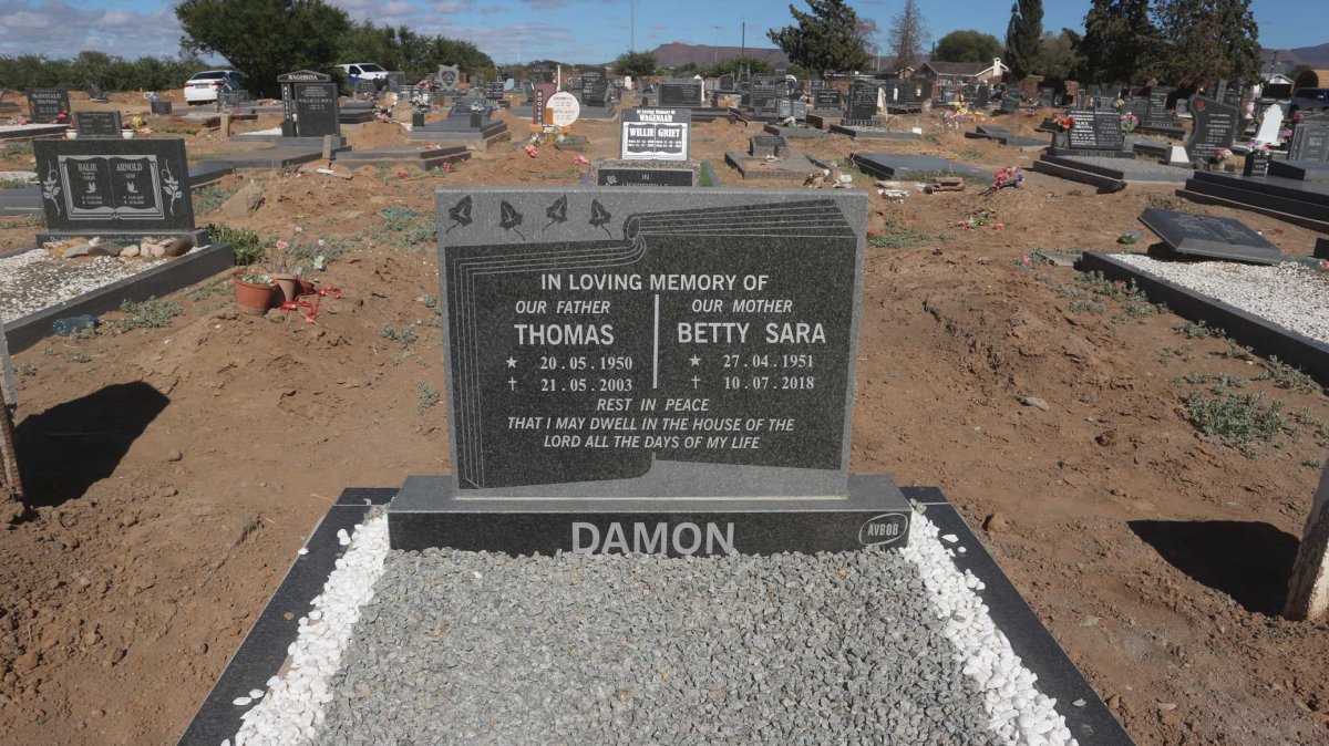 DAMON Thomas 1950-2003 &amp; Betty Sara 1951-2018
