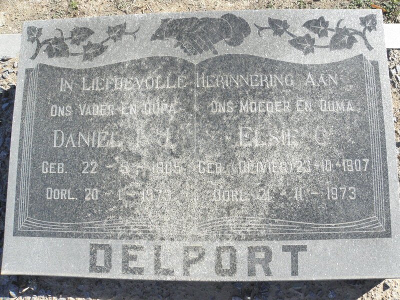 DELPORT Daniel ?.J. 1905-197? &amp; Elsie C. OLIVIER 1907-1973