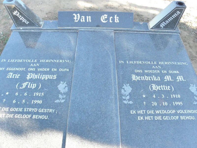 ECK Arie Philippus, van 1915-1990 &amp; Hendrika M.M. 1910-1995