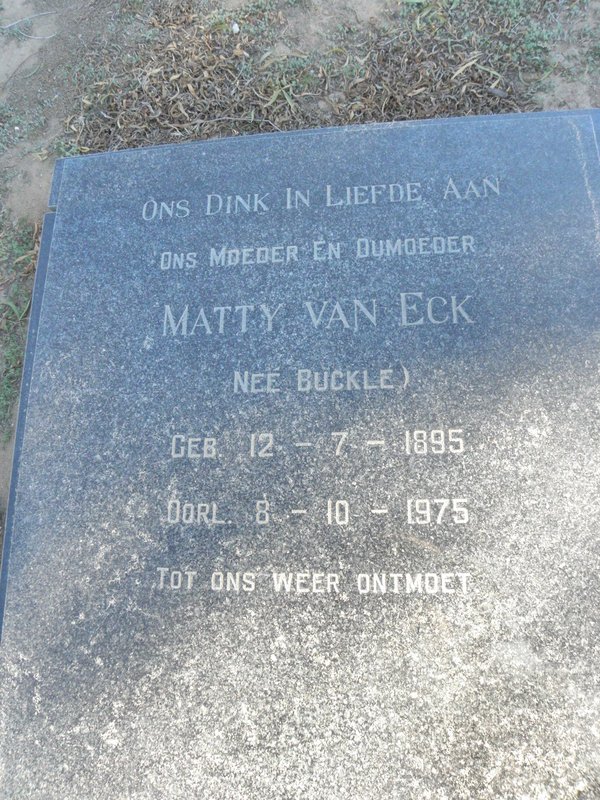 ECK Matty, van nee BUCKLE 1895-1975
