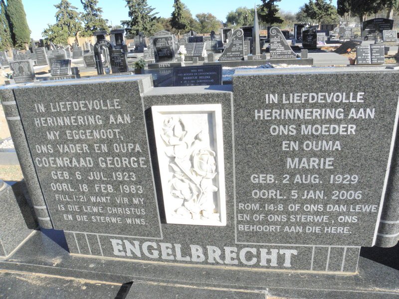 ENGELBRECHT Coenraad George 1923-1983 &amp; Marie 1929-2006