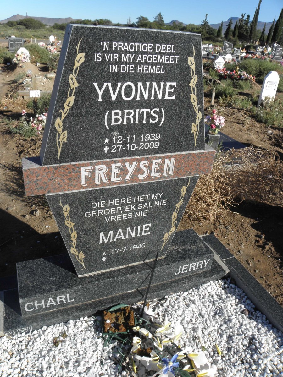 FREYSEN Manie 1940- &amp; Yvonne BRITS 1939-2009
