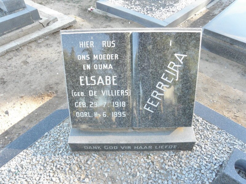 FERREIRA Elsabe nee De VILLIERS 1918-1995