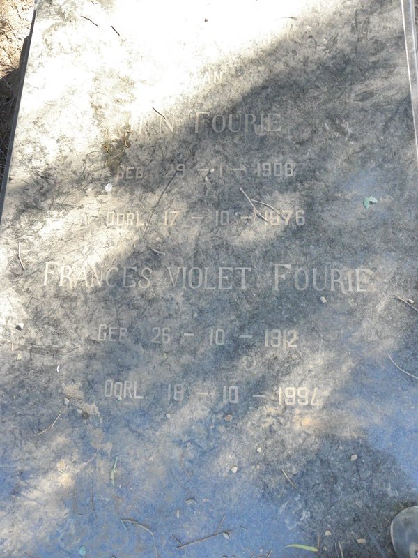 FOURIE H.N. 1906-1976 &amp; Frances Violet 1912-1994