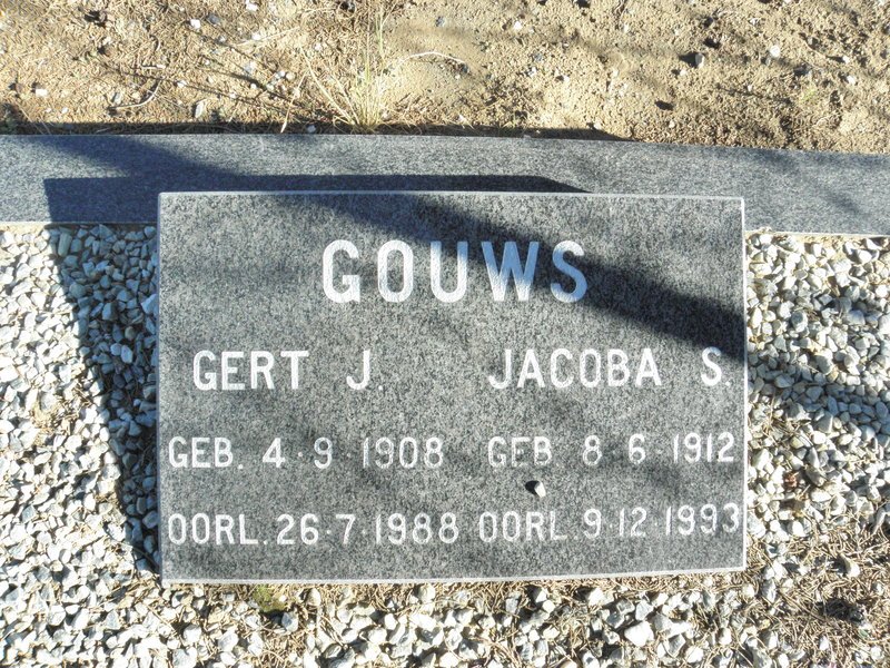 GOUWS Gert J. 1908-1988 &amp; Jacoba S. 1912-1993